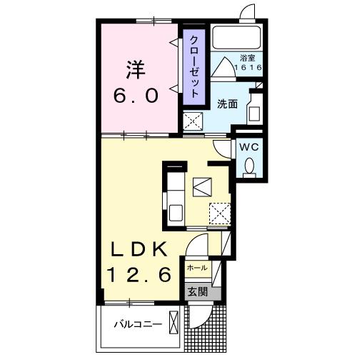 エクセレント有瀬II(1LDK/1階)の間取り写真