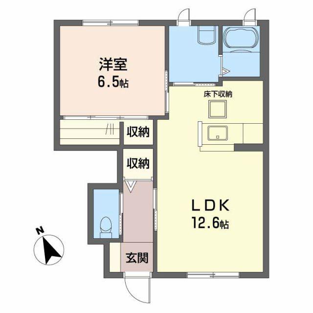 VESTA 壱番館(1LDK/1階)の間取り写真