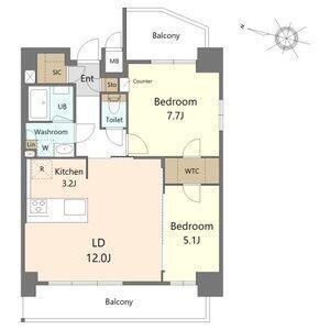 S-RESIDENCE上社南AMANTE(2LDK/8階)の間取り写真