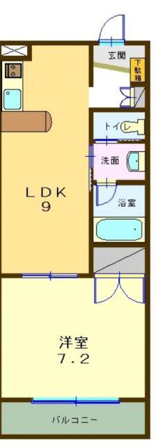 WAKABA ガーデンHILLS(1LDK/2階)の間取り写真