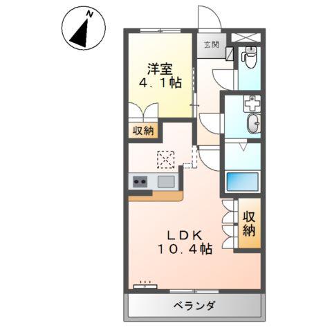 プロニティーMABI 2(1LDK/1階)の間取り写真