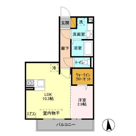 サウス REGINA(1LDK/2階)の間取り写真