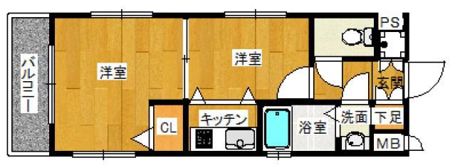 コンフォートベネフィス別府Ⅰ(2K/1階)の間取り写真