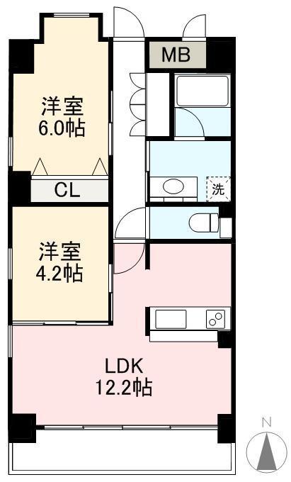 アルファレジデンス昭和町(2LDK/3階)の間取り写真