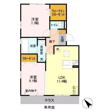 エコハウス(2LDK/1階)の間取り写真