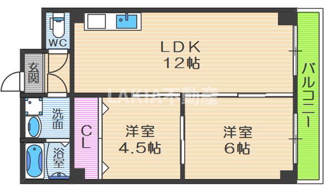 ファミリーコーポ阿倍野(2LDK/4階)の間取り写真