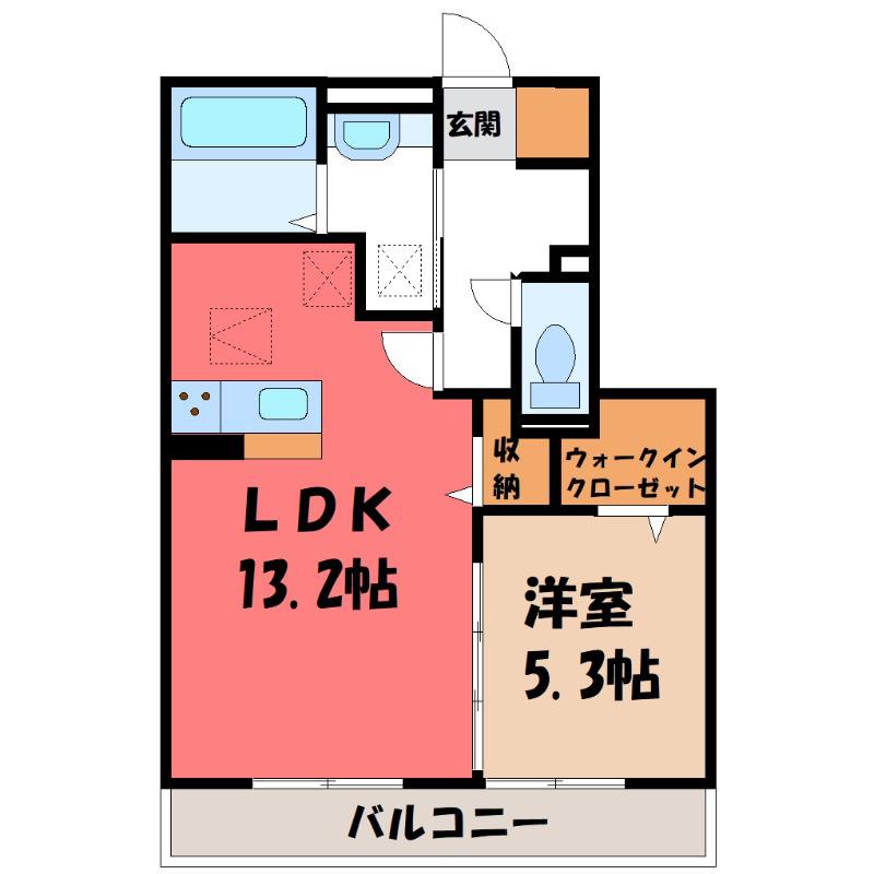エリタージュ朝倉 サウス(2LDK/2階)の間取り写真