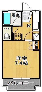 安積パールハイツ(1K/2階)の間取り写真