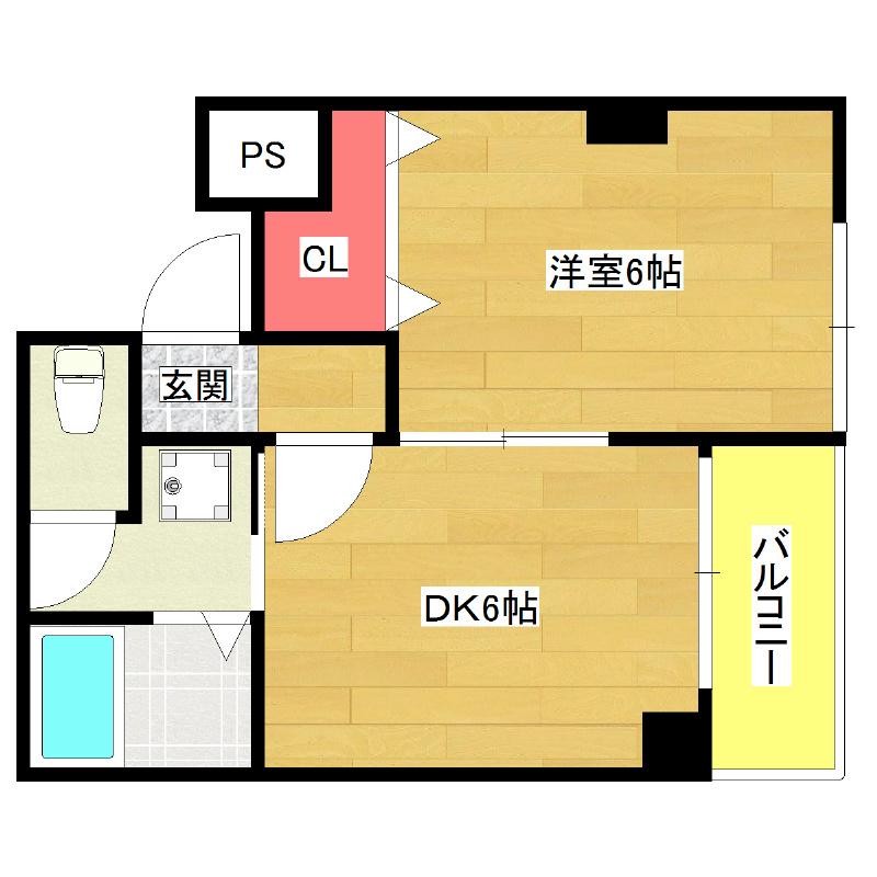 アークパル城月(1DK/3階)の間取り写真