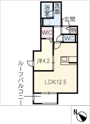BELLE LEAD MANSION折立(1LDK/2階)の間取り写真