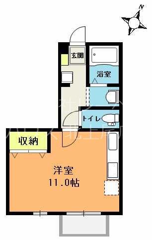 プレジオ大沢D(ワンルーム/1階)の間取り写真