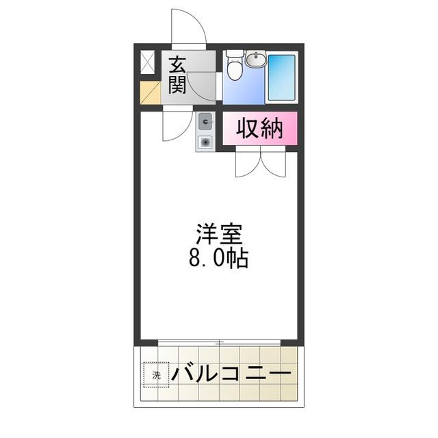 HEIGHT WHITE HERON(ワンルーム/2階)の間取り写真