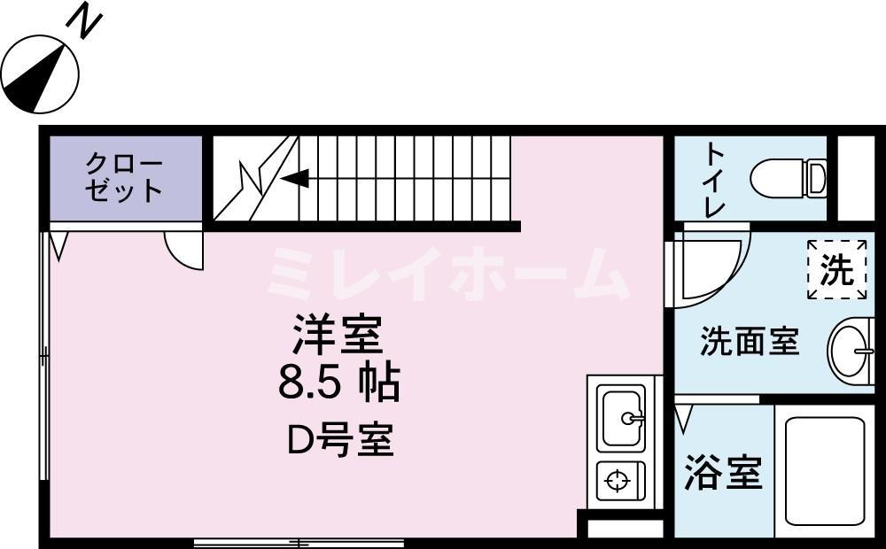 ウエストヴィレッジ(ワンルーム/2階)の間取り写真