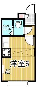 ベルピア河辺 第1-3(ワンルーム/1階)の間取り写真