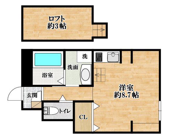 あんしん沢田08-3004(ワンルーム/1階)の間取り写真