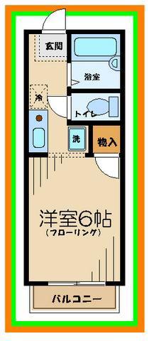 クローバーハイツB(1K/1階)の間取り写真