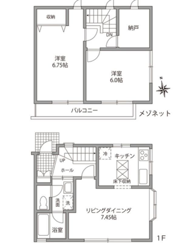 らいとあっぷE(2SLDK/1階)の間取り写真