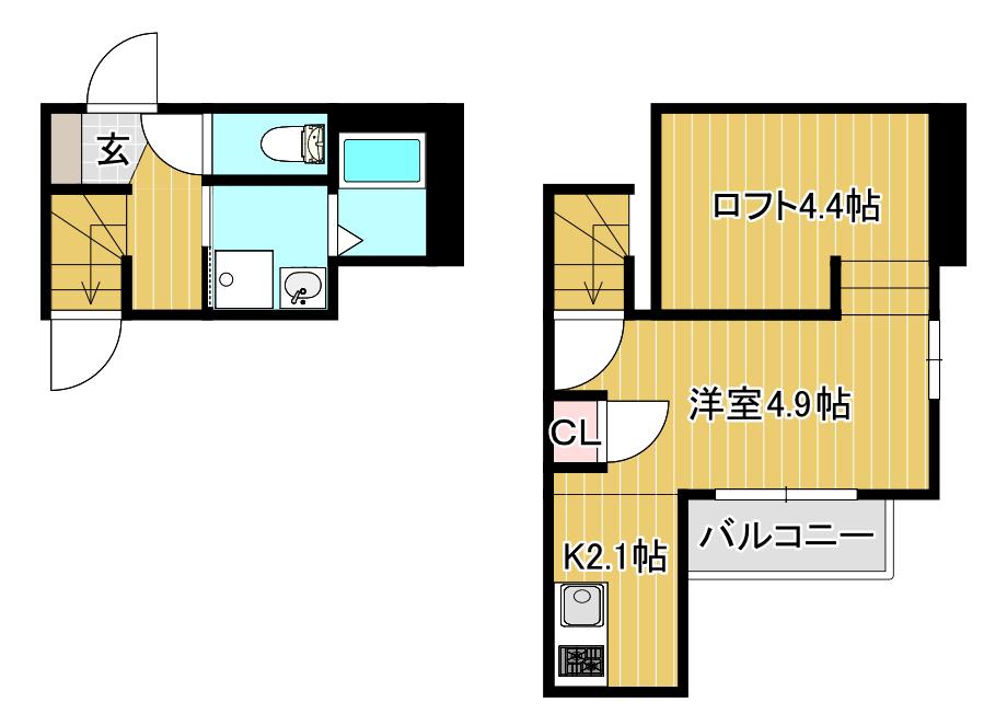 M.S FELIZ須屋(1SK/2階)の間取り写真