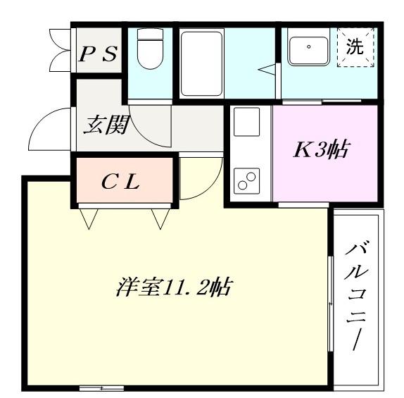 ハーメスアズール(1K/4階)の間取り写真