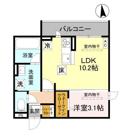 ARK西城南(1LDK/1階)の間取り写真