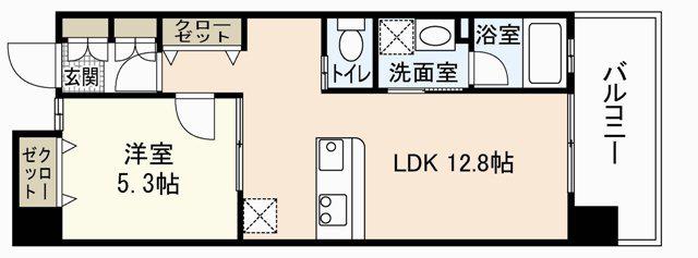 ルーベル楠木(1LDK/8階)の間取り写真