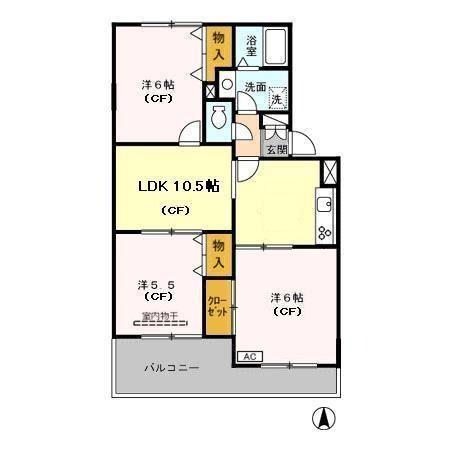ヴァンベール東川口I(3LDK/2階)の間取り写真