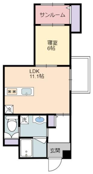 GRAN LAGO(1LDK/2階)の間取り写真
