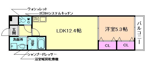 フジパレス塚本(1LDK/3階)の間取り写真