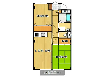 シティパルスギモトII(2LDK/2階)の間取り写真
