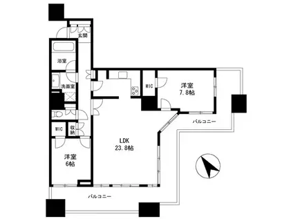 ライズシティ池袋エアライズタワー(2LDK/34階)の間取り写真