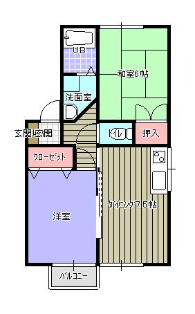セジュール栄B(2DK/1階)の間取り写真