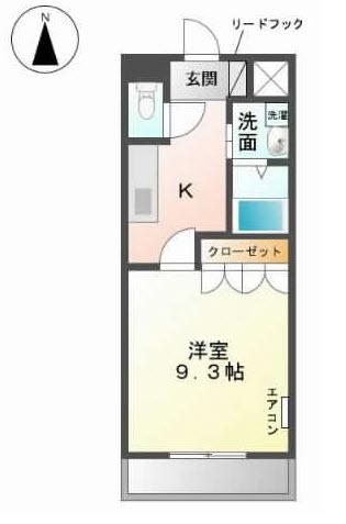 シャントレール(1K/1階)の間取り写真