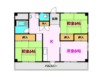 槻ノ木マンション(3K/3階)の間取り写真