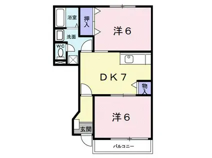 メゾンドヴェール西浜(2DK/1階)の間取り写真