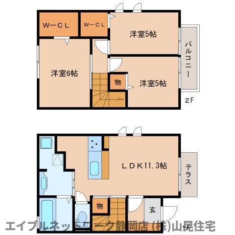 フィオーレII(3LDK/1階)の間取り写真