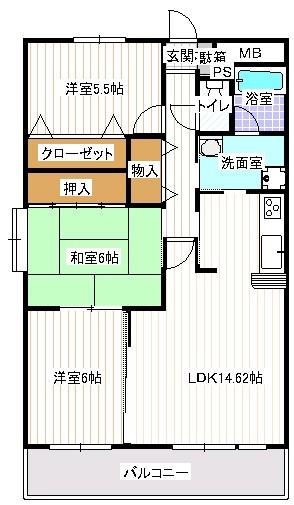 サニーコート坂野(3LDK/3階)の間取り写真