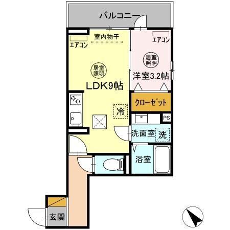 ガルデ妙典(1LDK/1階)の間取り写真