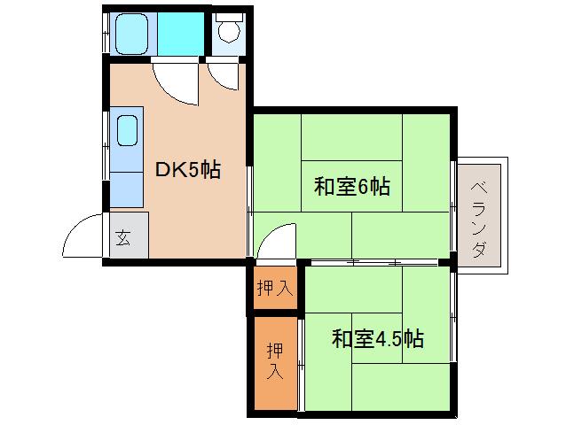 森ハウス(2DK/2階)の間取り写真