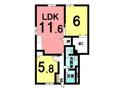 セーデシエンス16(2LDK/1階)の間取り写真