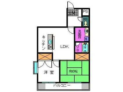 アーバンセラー(2DK/4階)の間取り写真