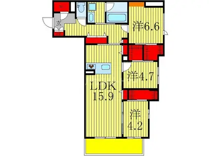 シャーメゾン アクシスII(3LDK/2階)の間取り写真