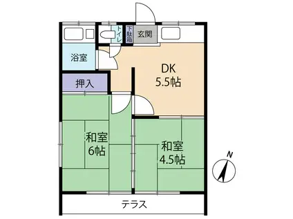 第一グリーンハイツ(2DK/1階)の間取り写真