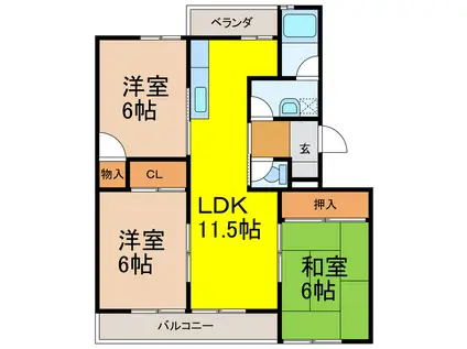桜台マンション(3LDK/2階)の間取り写真