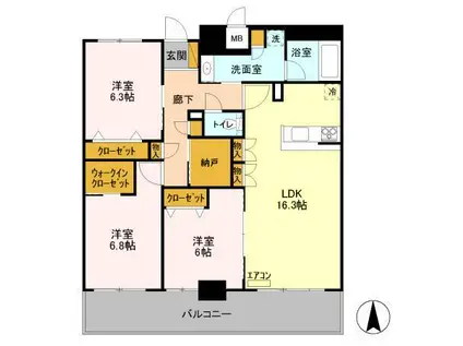 フロンティア・コンフォート研究学園(3LDK/14階)の間取り写真