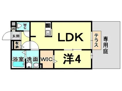 ウィッチ(1LDK/1階)の間取り写真