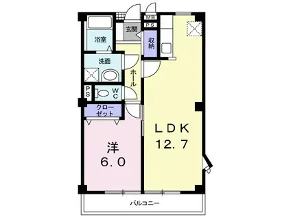 グランビア牛久保(1LDK/2階)の間取り写真