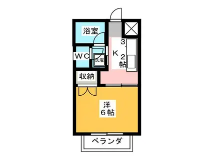 サーディアム本厚木(1K/2階)の間取り写真