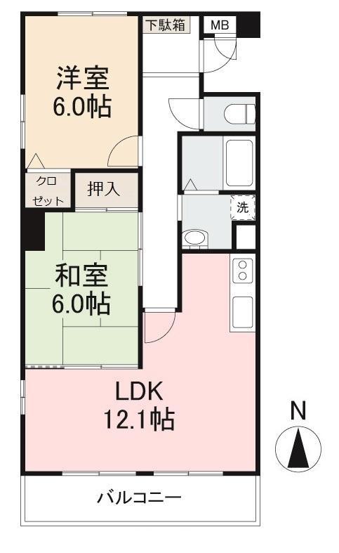プロスパーI(2LDK/2階)の間取り写真