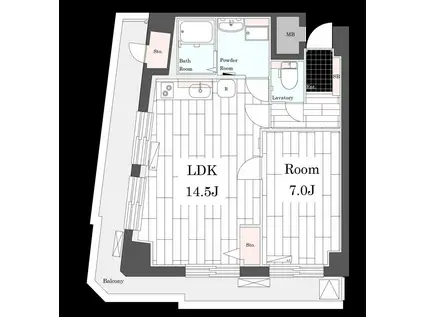 イトーピア六本木(1LDK/7階)の間取り写真