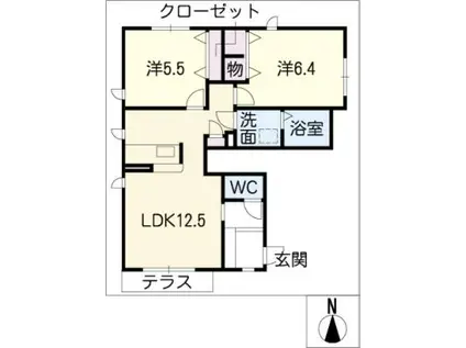 プレゼンス・パークS(2LDK/1階)の間取り写真